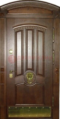 Хорошая стальная арочная дверь с декоративным элементом ДА-23 в Ярославле