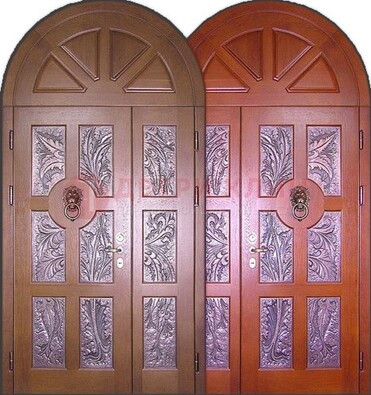 Металлическая арочная дверь со стеклом ДА-28 в коттедж в Фрязино
