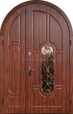 Арочная двухстворчатая стальная дверь Винорит ДА-54 в Мытищах