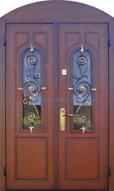 Двухстворчатая стальная дверь Винорит в форме арки ДА-55 в Мытищах