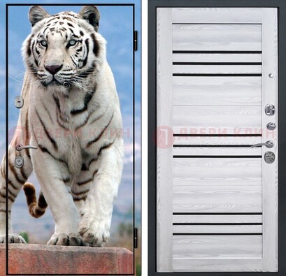 Стальная дверь с фотопечатью тигра ДФ-12 в Мытищах