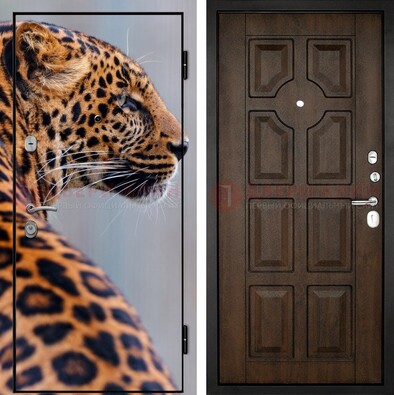 Металлическая дверь с фотопечатью леопарда ДФ-26 в Мытищах
