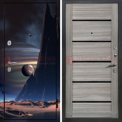 Стальная дверь с фотопечатью космоса ДФ-49 в Мытищах
