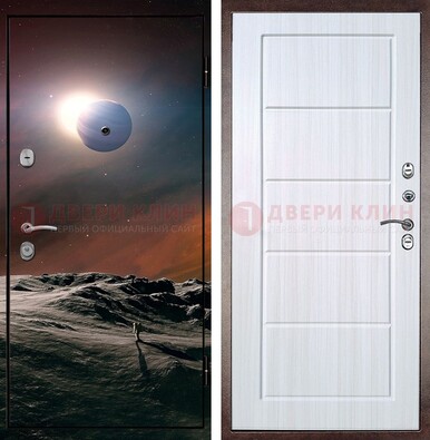 Стальная дверь с фотопечатью планет ДФ-8 в Мытищах