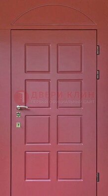 Красная стальная дверь с верхней фрамугой ДФГ-13 в Мытищах