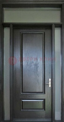 Черная металлическая дверь с фрамугами и стеклом ДФГ-24 в Мытищах