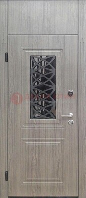 Металлическая дверь Винорит стекло и ковка с фрамугой ДФГ-33 в Мытищах