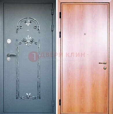 Железная дверь с ковкой ламинат внутри ДК-11 в квартиру в Мытищах