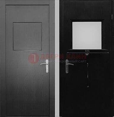 Черная стальная дверь в кассу ламинат внутри ДКС-3 в Мытищах