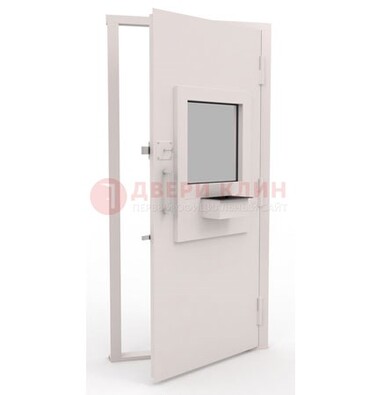 Белая металлическая дверь в кассу с нитроэмалью ДКС-4 в Мытищах