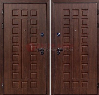 Коричневая железная дверь с МДФ снаружи ДМ-113 в Мытищах
