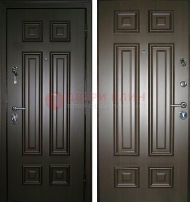 Темная металлическая дверь с МДФ ДМ-136 в квартиру в Мытищах