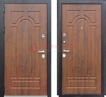 Коричневая железная дверь с МДФ ДМ-137 в Мытищах