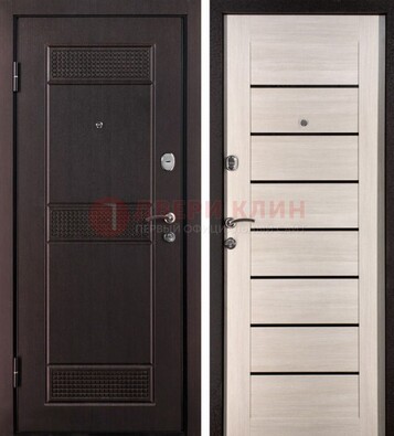 Темная стальная дверь с МДФ ДМ-147 для улицы в Мытищах