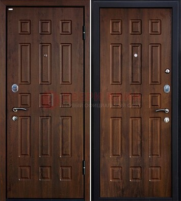 Коричневая металлическая дверь с МДФ ДМ-156 для квартиры в Серпухове