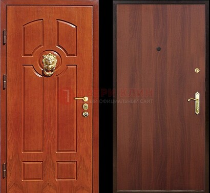 Оранжевая стальная дверь с МДФ ламинат внутри ДМ-18 в квартиру в Мытищах