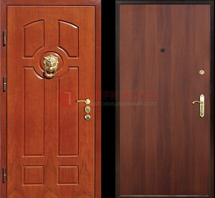 Оранжевая стальная дверь с МДФ ламинат внутри ДМ-18 в квартиру в Мытищах