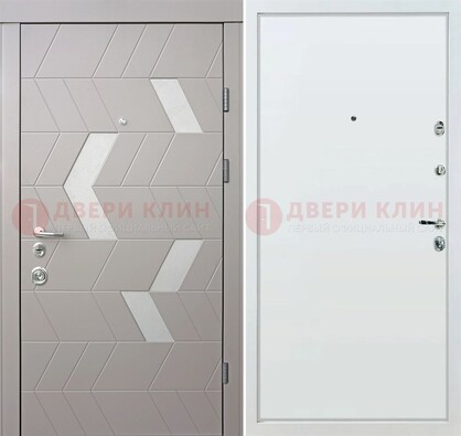 Светлая металлическая дверь с терморазрывом и МДФ панелью ДМ-190 в Мытищах
