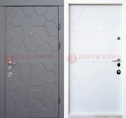 Серая стальная дверь с белой МДФ внутри ДМ-204 в Хотьково