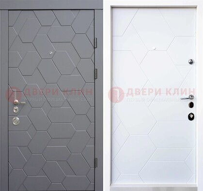 Серая стальная дверь с белой МДФ внутри ДМ-204 в Мытищах