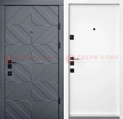 Темная уличная дверь с филенчатой МДФ внутри ДМ-205 в Мытищах