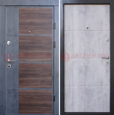 Серая железная дверь коричневой вставкой МДФ ДМ-211 в Старой Купавне