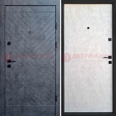 Серая железная дверь с филенчатой МДФ ДМ-217 в Мытищах