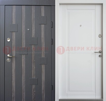 Темная металлическая дверь c белом МДФ внутри ДМ-231 в Талдоме