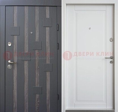 Темная металлическая дверь c белом МДФ внутри ДМ-231 в Мытищах