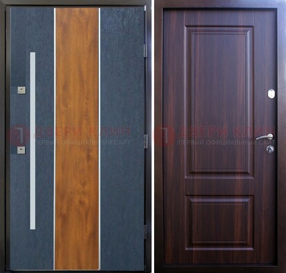 Современная входная дверь и с коричневой МДФ внутри ДМ-236 в Мытищах