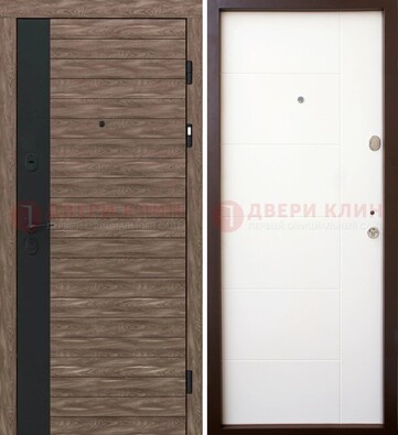 Коричневая входная дверь с черной вставкой МДФ ДМ-239 в Мытищах