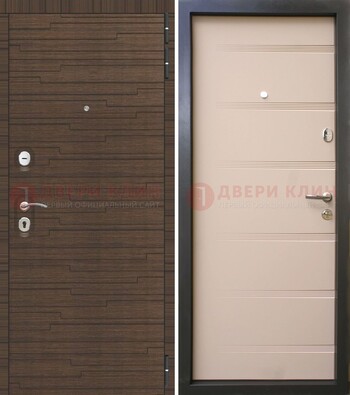 Коричневая  железная дверь c фрезерованной МДФ ДМ-248 в Мытищах