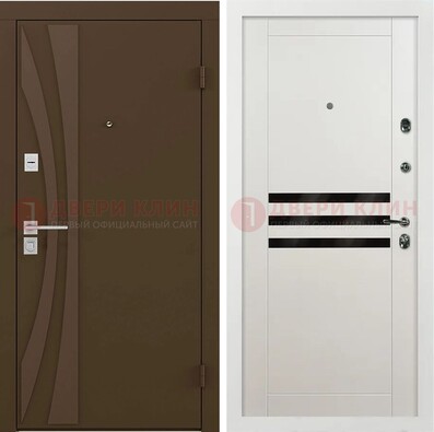Стальная коричневая дверь с МДФ панелями ДМ-293 в Мытищах