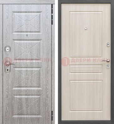 Железная серая дверь со светлой МДФ ДМ-302 в Мытищах