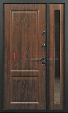Темная железная дверь с панелью МДФ с зеркалом ДМ-338 в Мытищах