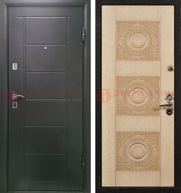 Темная железная дверь с МДФ в квартиру ДМ-344 В Ижевске