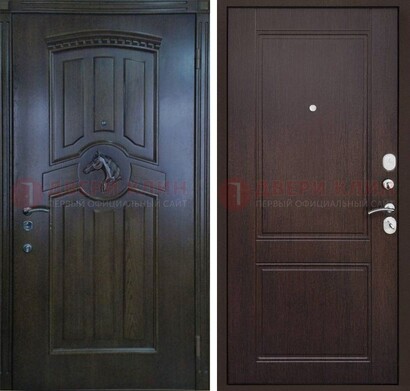 Темно-коричневая железная дверь с МДФ ДМ-350 в Краснодаре