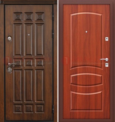 Темная металлическая дверь с МДФ и узором ДМ-364 в Воскресенске
