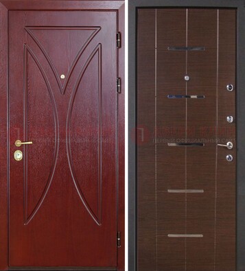 Темно-красная железная дверь с МДФ ДМ-370 в Мытищах