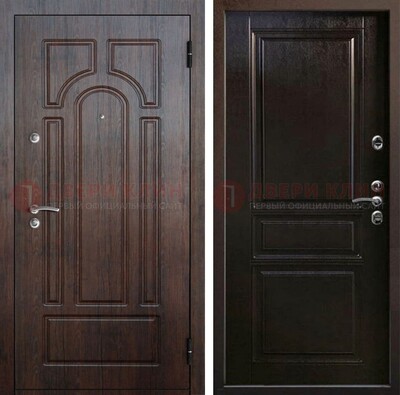 Железная дверь с коричневыми панелями МДФ ДМ-382 в Талдоме