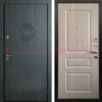 Темная железная дверь с МДФ панелями в квартиру ДМ-389 в Мытищах