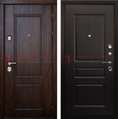 Классическая железная дверь с темными МДФ панелями ДМ-390 в Мытищах