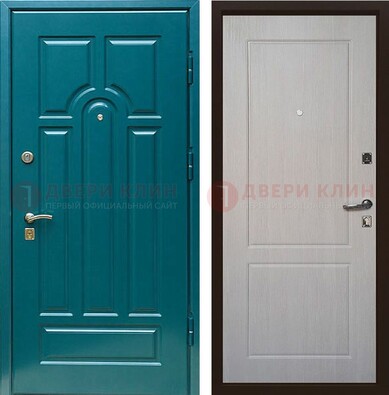 Синяя железная дверь с МДФ в квартиру ДМ-396 в Мытищах