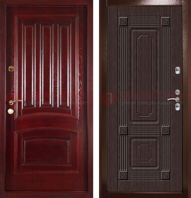 Красная стальная дверь с филенчатой МДФ ДМ-398 в Мытищах