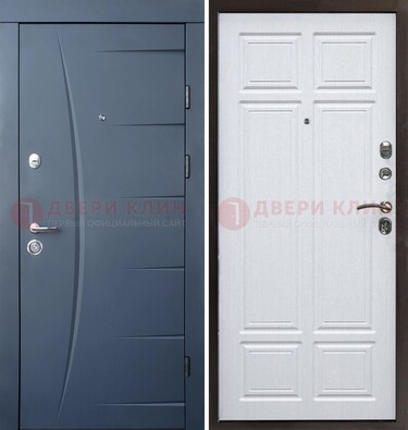 Темно-синяя стальная дверь МДФ белая внутри ДМ-435 в Пензе