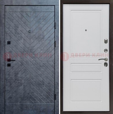 Серая металлическая дверь с декоративной МДФ ДМ-439 в Мытищах