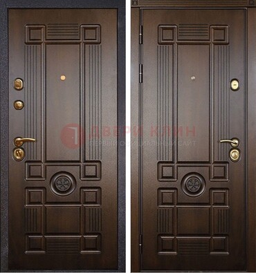 Квартирная коричневая железная дверь с МДФ ДМ-45 в Мытищах
