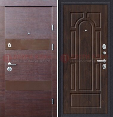 Железная дверь с коричневыми МДФ ДМ-464 в Луге