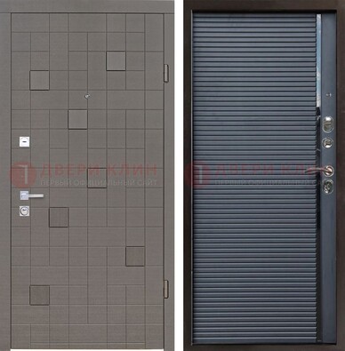 Темная стальная дверь с панелями МДФ хайтек ДМ-467 в Волоколамске