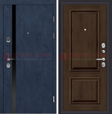 Синяя входная дверь МДФ с обеих сторон ДМ-473 в Хотьково